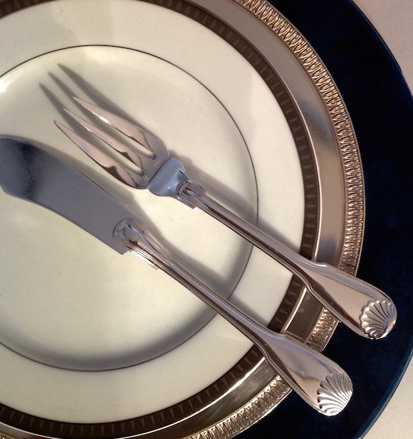 Fourchette à huîtres en métal argenté Malmaison