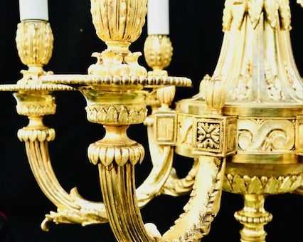 (Français) Lustre à 6 lumières, bronze doré, Napoléon III.