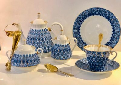 Ensemble en porcelaine – Russe – ensemble à thé – en vermeil