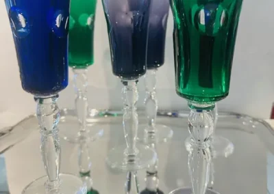 Plateau – Souche Lappara – argent – 6 flutes à champagne – Saint Louis.