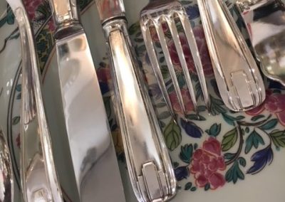 Ménagère art-déco- Vautrain (Plasait, succ)-124 pièces-Porcelaine PUIFORCAT-modèle-Fung-Hai