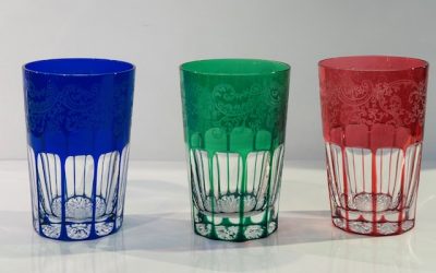 12 verres à thé – en cristal doublé – Saint Louis.