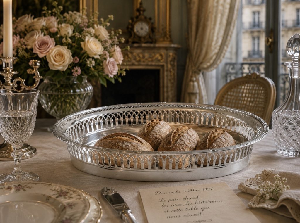 Corbeille à pain - ruban croisé - style Louis XVI - argent massif