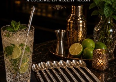 12 cuillères-paille à cocktail – argent-massif