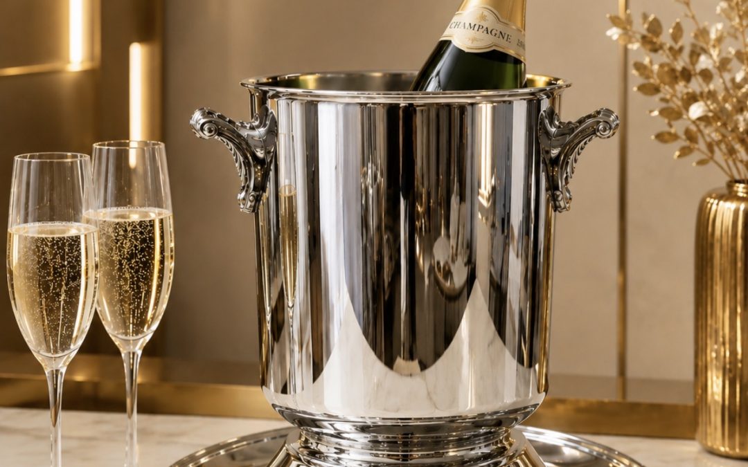 Seau à champagne sur son présentoir – Christofle -Ormesson.
