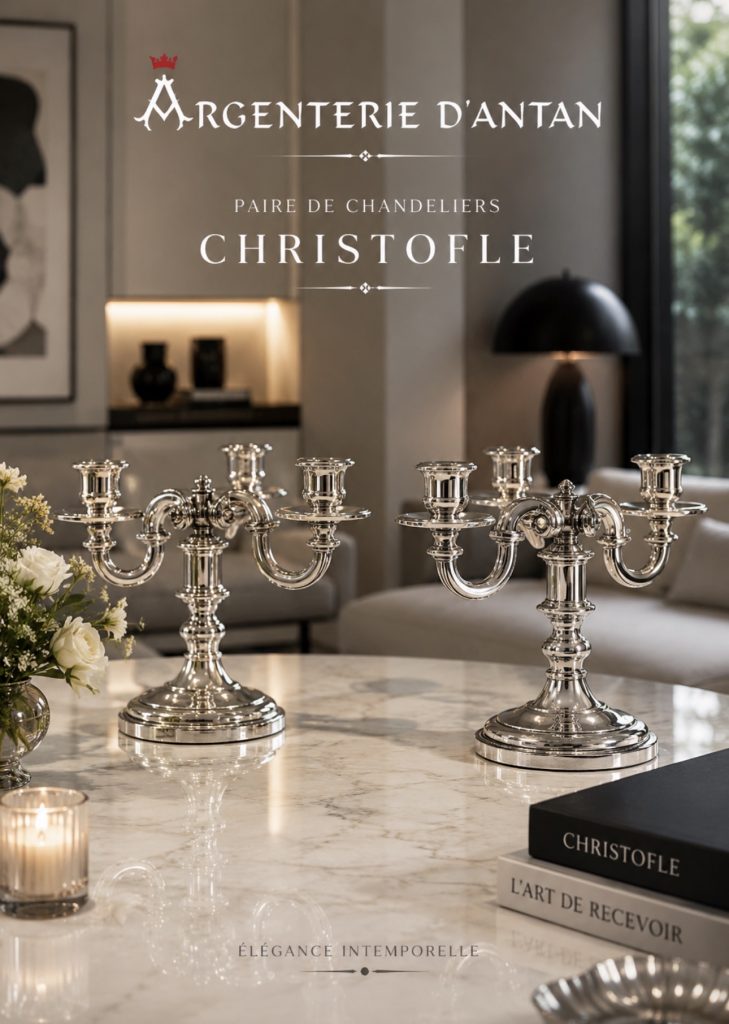 Paire de chandeliers amovible 4 lumières Christofle