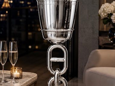 Seau et son serviteur à champagne vintage – de style Hermès.