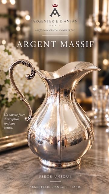 Broc descendu à la main – argent massif